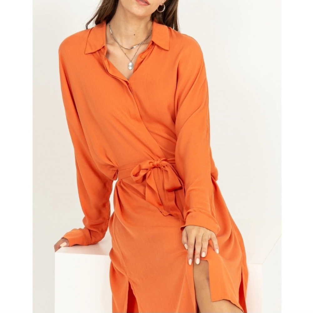 #622 🛑S,M,L NEW! Fabulous Back to Business Tie-Waist Shirt Dress